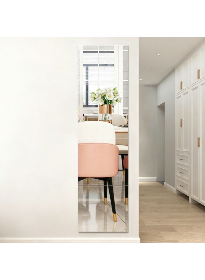 YY-Recheer 4Pcs Self-Adhesive Wall-Mounted Mirror, 30*30CM Frameless HD Full Length Mirror, DIY Mirror for Wardrobe, Living Room, Bathroom, Bedroom - Image 1