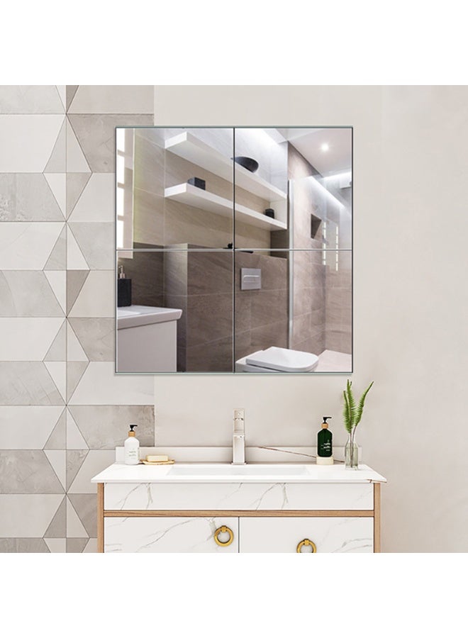 YY-Recheer 4Pcs Self-Adhesive Wall-Mounted Mirror, 30*30CM Frameless HD Full Length Mirror, DIY Mirror for Wardrobe, Living Room, Bathroom, Bedroom - Image 2