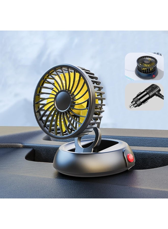 HASTHIP Foldable Car Fan for Car Cigarette Lighter 12/24V Car Fan 3-Speed Car Fan with Switch 360 ° Rotatable Design Quiet Car Cooling Fan Plug and Go, 1.5m Cable, 11x11x13cm - Image 1