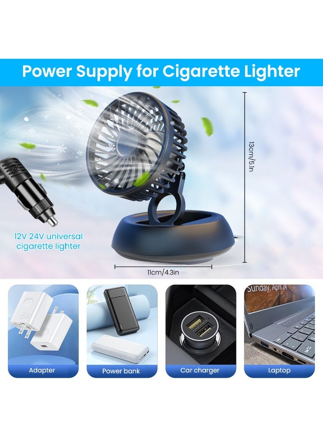 HASTHIP Foldable Car Fan for Car Cigarette Lighter 12/24V Car Fan 3-Speed Car Fan with Switch 360 ° Rotatable Design Quiet Car Cooling Fan Plug and Go, 1.5m Cable, 11x11x13cm - Image 2