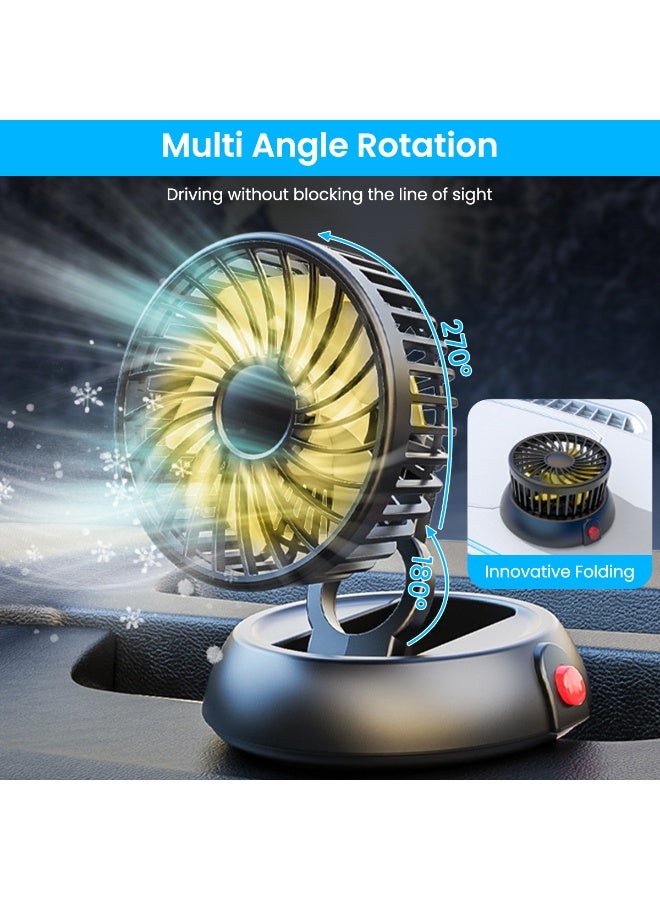 HASTHIP Foldable Car Fan for Car Cigarette Lighter 12/24V Car Fan 3-Speed Car Fan with Switch 360 ° Rotatable Design Quiet Car Cooling Fan Plug and Go, 1.5m Cable, 11x11x13cm - Image 4