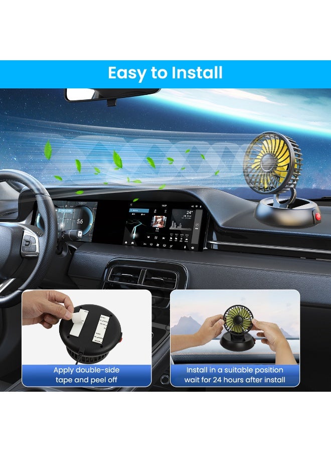 HASTHIP Foldable Car Fan for Car Cigarette Lighter 12/24V Car Fan 3-Speed Car Fan with Switch 360 ° Rotatable Design Quiet Car Cooling Fan Plug and Go, 1.5m Cable, 11x11x13cm - Image 5