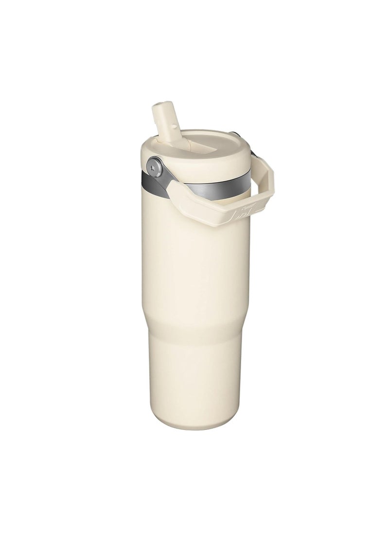 Stanley - STANLEY IceFlow Stainless Steel Tumbler with Straw, Vacuum Insulated Water Bottle for Home Reusable Cup with Straw Leakproof Flip (Cream) - Image 1