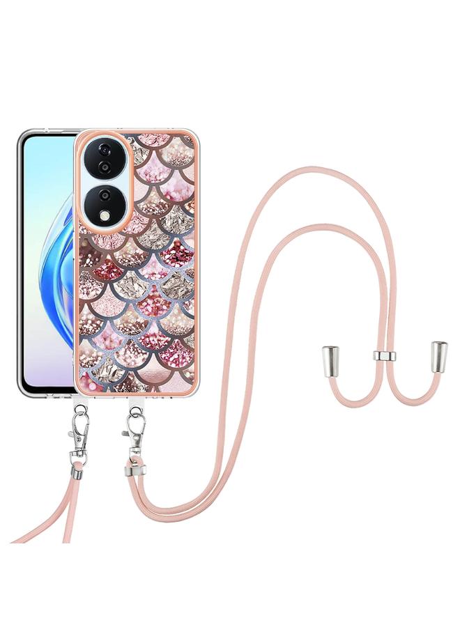 S-TOP Case For Honor X7b 4G / 5G Electroplating Pattern IMD TPU Shockproof Case with Neck Lanyard - Image 2
