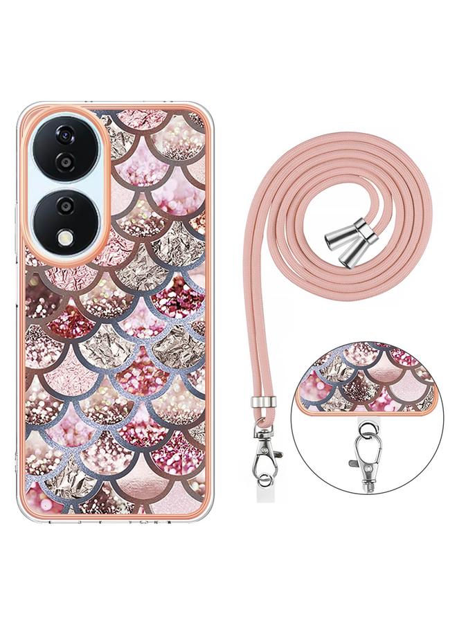 S-TOP Case For Honor X7b 4G / 5G Electroplating Pattern IMD TPU Shockproof Case with Neck Lanyard - Image 4