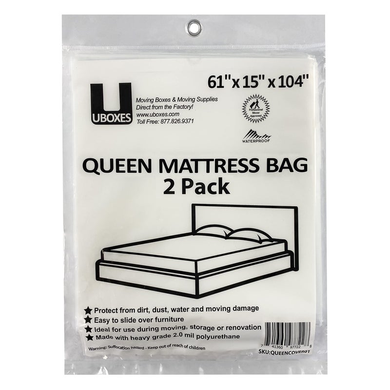 uBoxes Queen Size Mattress CoversBags 61 x 15 x 104 Pack of 2 Moving Supplies