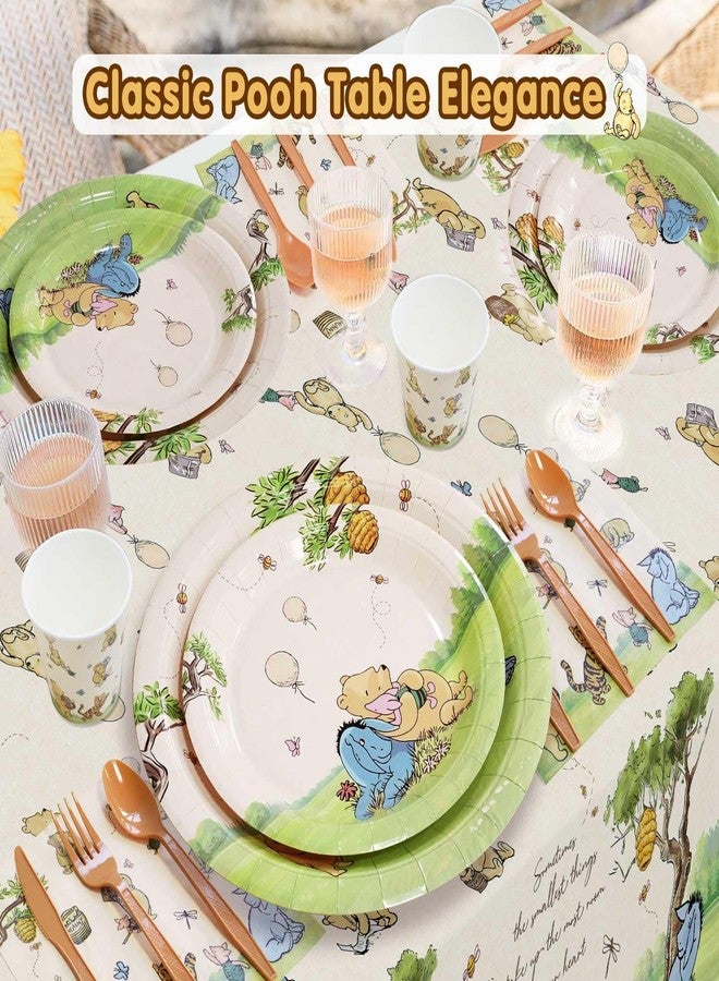 Heboland Winnie Birthday Decorations Plates Set, 175PCS Classic Pooh Happy Birthday Plates Cups Napkins Cutlery for 25 Guests - Image 2