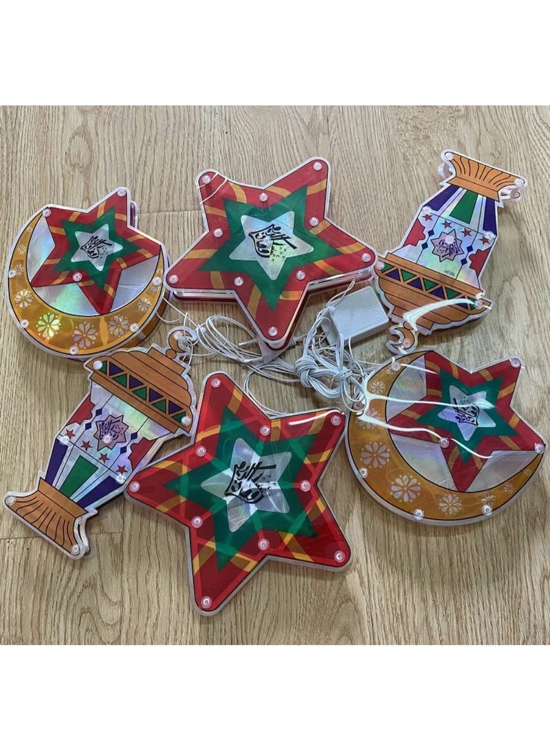 سلسلة أضواء رمضان – نجوم وهلال ملونة 2.5 متر - Image 2