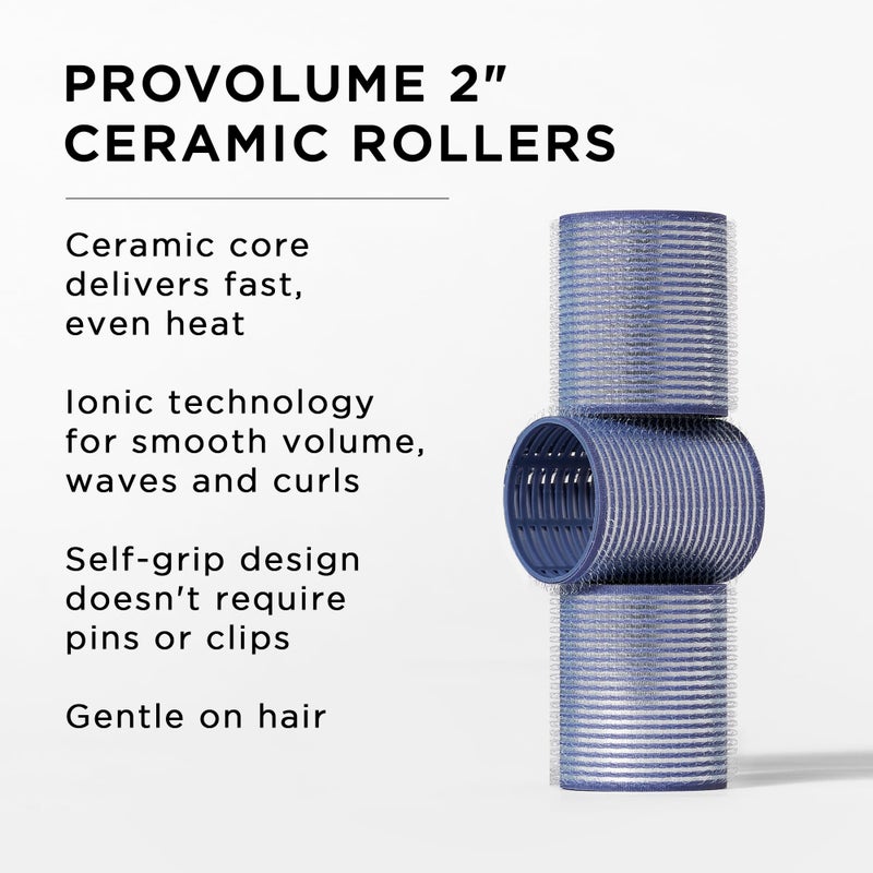 Fromm ProVolume 2" Self-Grip Ceramic Ionic Thermal Hair Rollers, 3 Count Large Salon Quality Hair Curlers for Medium and Long Hair, Blowouts, Curtain Bangs - Image 2