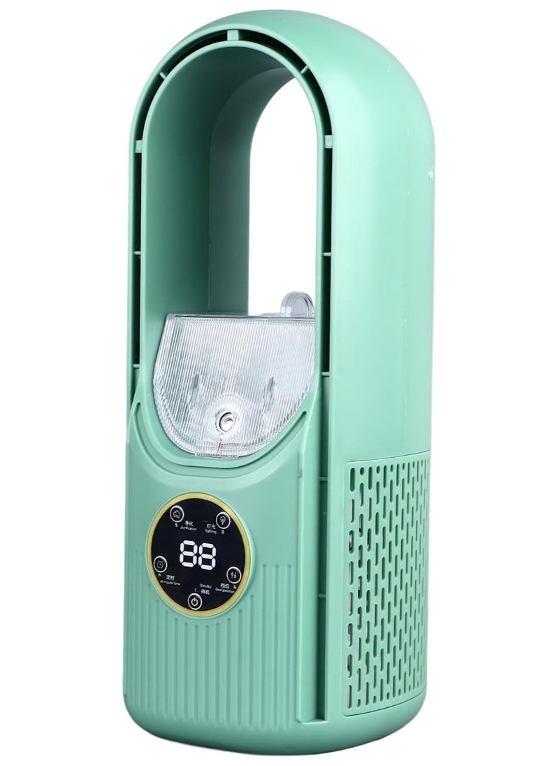 Raxoom Portable Bladeless Fan, 6 Speed Small Personal Cooling Fan Quiet USB Table Desk Misting Fan with Timing for Office Living Room Bedroom(green)  - Image 1