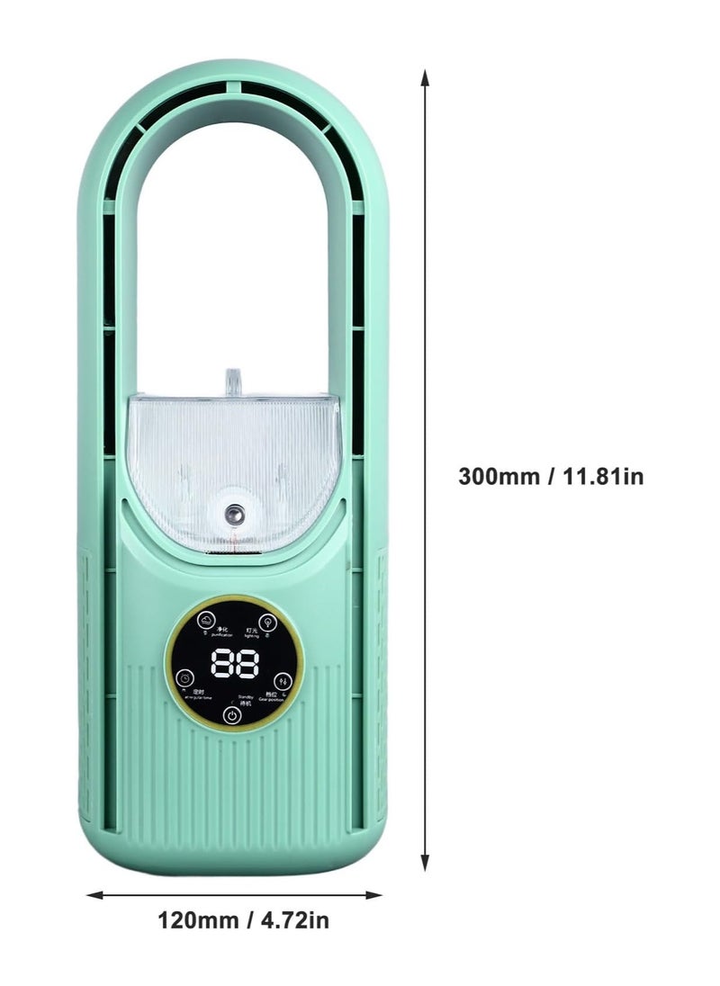 Raxoom Portable Bladeless Fan, 6 Speed Small Personal Cooling Fan Quiet USB Table Desk Misting Fan with Timing for Office Living Room Bedroom(green)  - Image 3