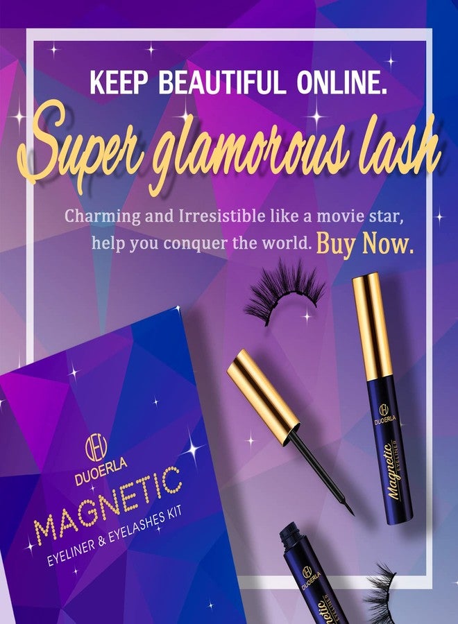 DEL DUOERLA DUOERLA Magnetic Eyelashes 8D Luxury Volume Fluffy Colored Eyelashes Magnetic Lashes with Eyeliner Kit, Cat-Eye 18-23MM Long Cruelty-Free&Vegan 10 Pairs - Image 5