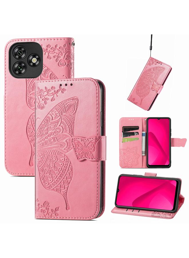 إيروريكس جراب لهاتف Oukitel C53 مصنوع من الجلد المنقوش بنقشة زهور الفراشة - Image 1