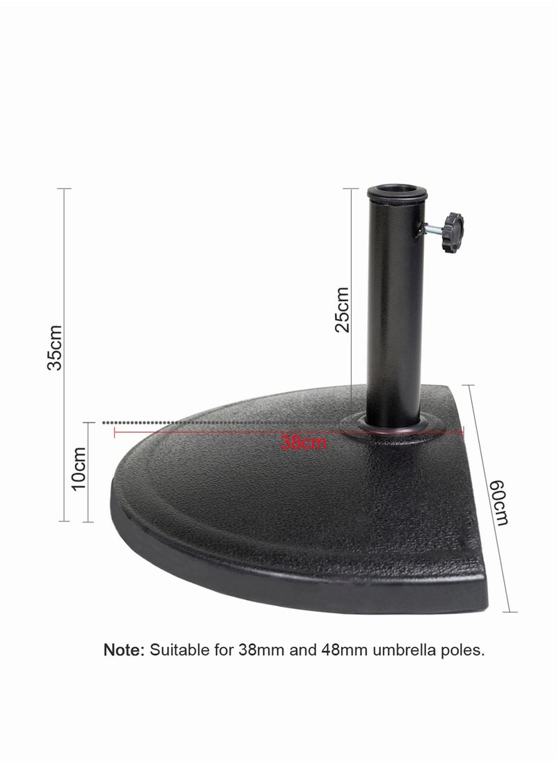 C-Hopetree - 15kg Half Round Heavy Duty Base Stand for Outdoor Patio Market Table Umbrella Black - Image 1