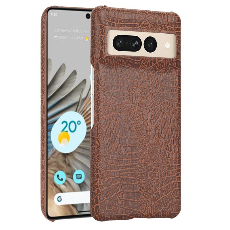 HuHa Case Cover For Google Pixel 7 Pro 5G Shockproof Crocodile Texture PC + PU Case(Brown) - Image 1