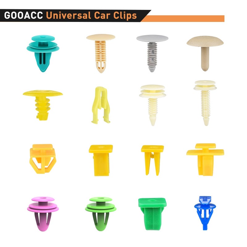 GOOACC 501PCS مشابك سيارات عالمية مختلطة لحماية الصدامات، حواف الأبواب، لوحات الأبواب، غطاء المحرك، مشابك تثبيت مع أداة إزالة للربط لسيارات GM وفورد وكرايسلر وتويوتا ولكزس وهوندا وأكورا ودودج وجيب - Image 2