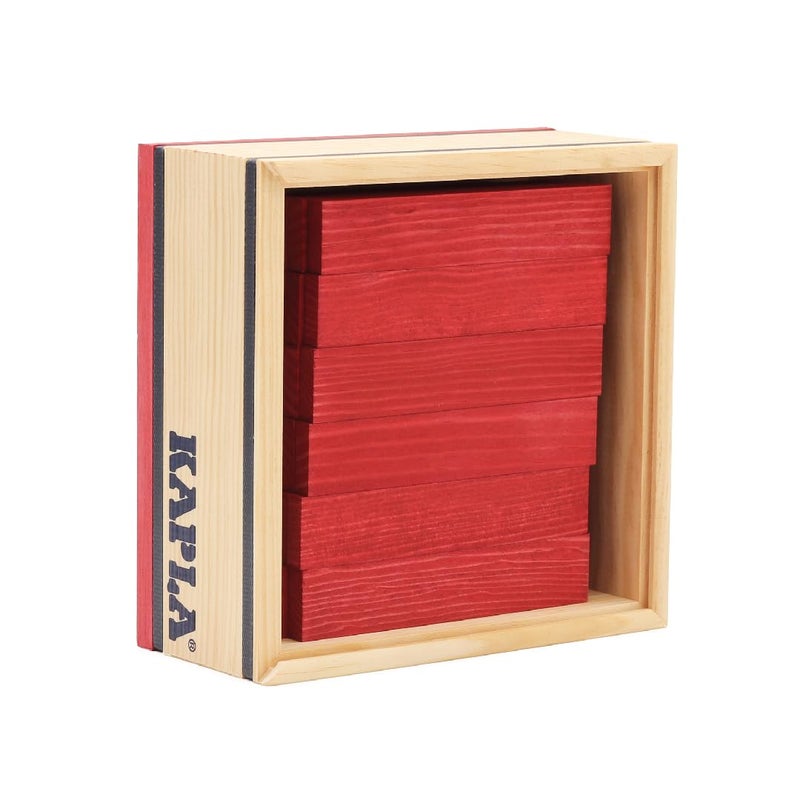 KAPLA 40 Squares Red Wooden Construction Set 40 Red Colored Building Planks for Ages 3