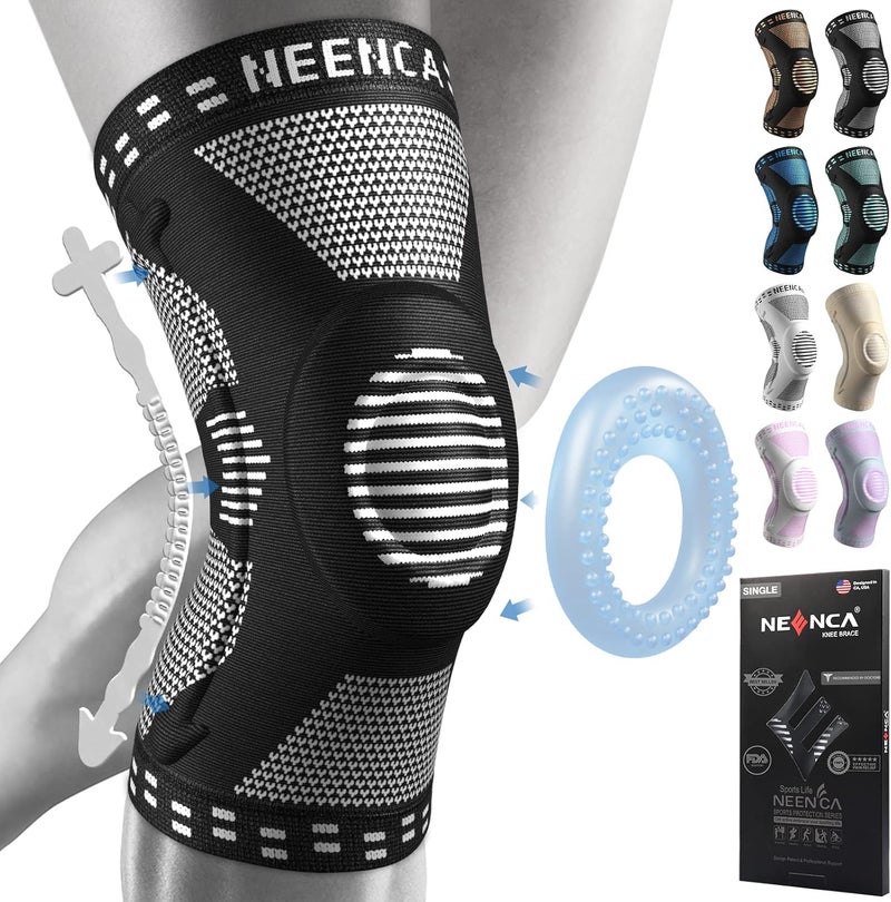 NEENCA Professional Knee Brace for Pain Relief, Medical Knee Support with Patella Pad & Side Stabilizers, Compression Knee Sleeve for Meniscus Tear, ACL, Joint Pain, Runner, Workout (Black, X-Small) - Image 1
