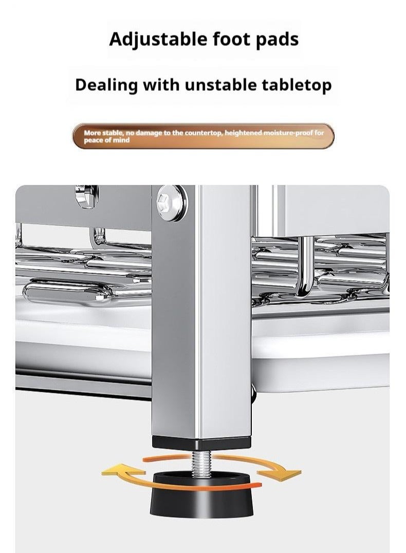Large 304 Stainless Steel Dish Drying Rack, Large 2-Tier Dish Drying Stand for Kitchen Counter, 304 Stainless Steel Kitchen Dish Utensil Drying Stand (SUS304 Premium Edition)  - Image 4