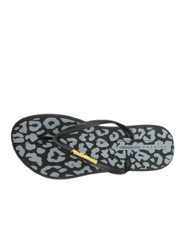 Voices Boat Animal  Women'S Flip Flops With Printed Sole Design And Matching Brand Design Strap - Black
