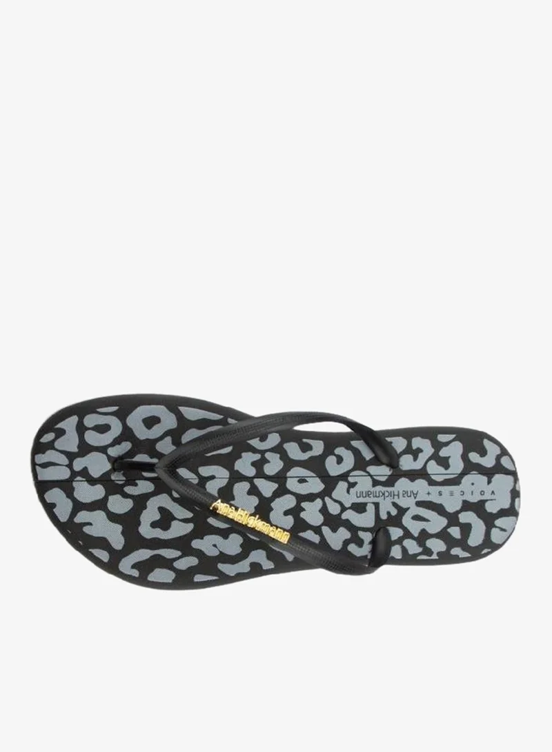 Voices Black-Black-Gold Boat Animal  Women'S Flip Flops With Printed Sole Design And Matching Brand Design Strap - Black for Women | Best Price UAE
