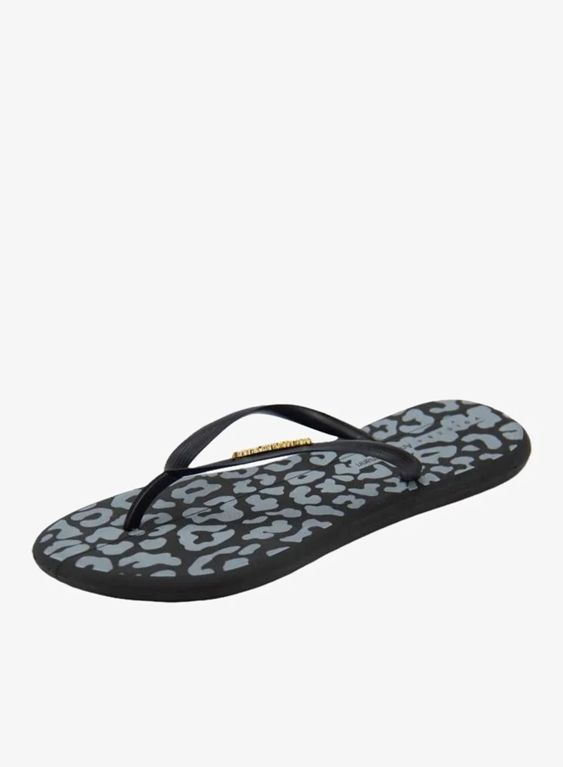 Voices Boat Animal  Women'S Flip Flops With Printed Sole Design And Matching Brand Design Strap - Black