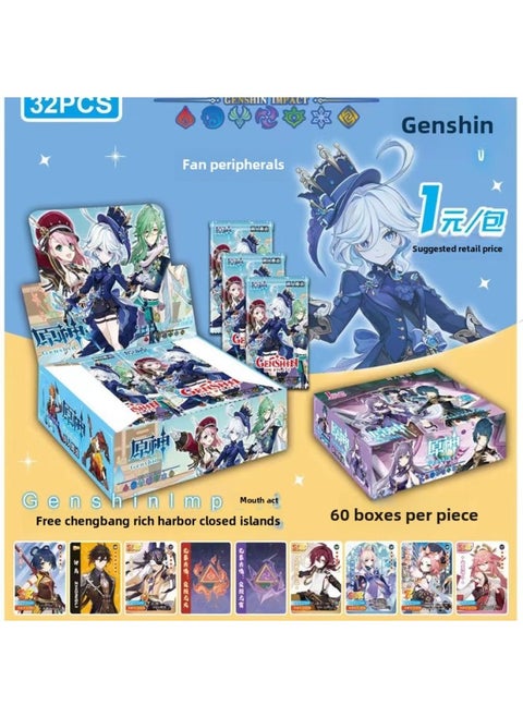 A Whole Box Of Egg Kapibalaka Flash Card Flash Card UR Card SSR Card Colorful Original God Animation Yuan Dream Star-Color:Genshin Impact 32 Bags/box (2 Types Of Packaging Boxes Are Sent Randomly)