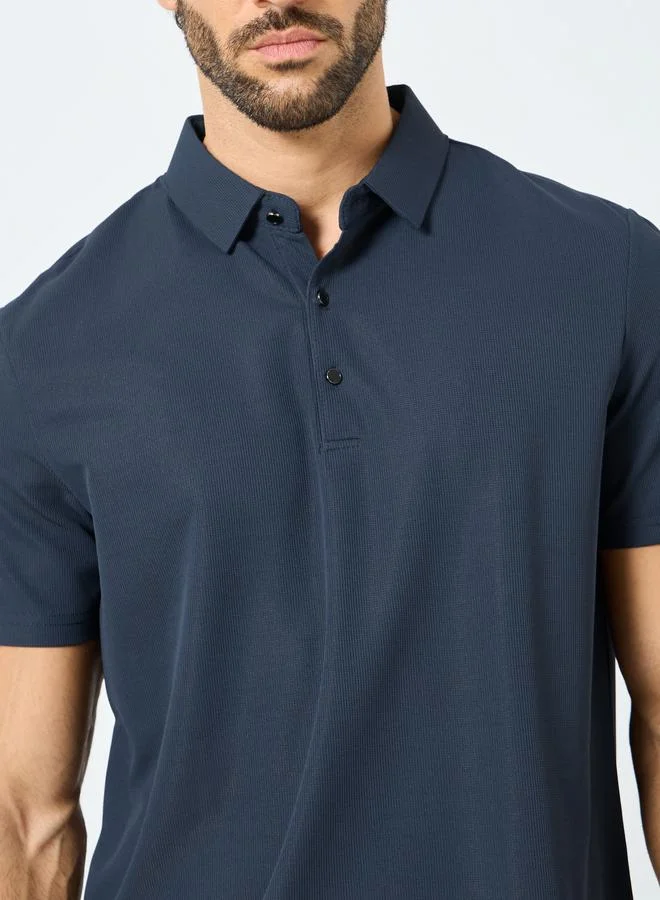 Styli  Styli Men Navy Blue Solid Regular Fit Polo for Men | Best Price UAE