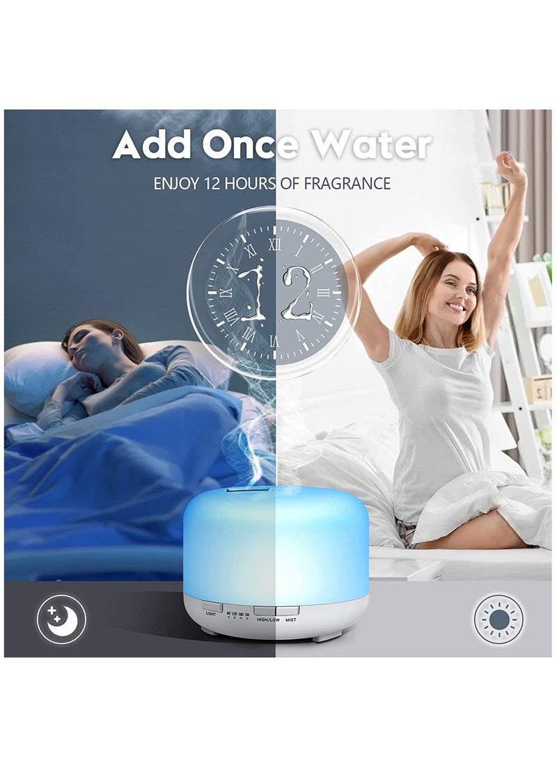 Arabest - Aroma Diffuser Essential Oil Air Humidifier With 7-Colour LED Light and Remote Control, 500ml, White - Image 1