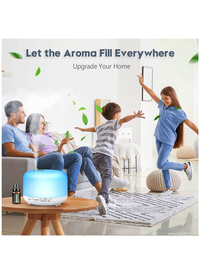 Arabest - Aroma Diffuser Essential Oil Air Humidifier With 7-Colour LED Light and Remote Control, 500ml, White - Image 1