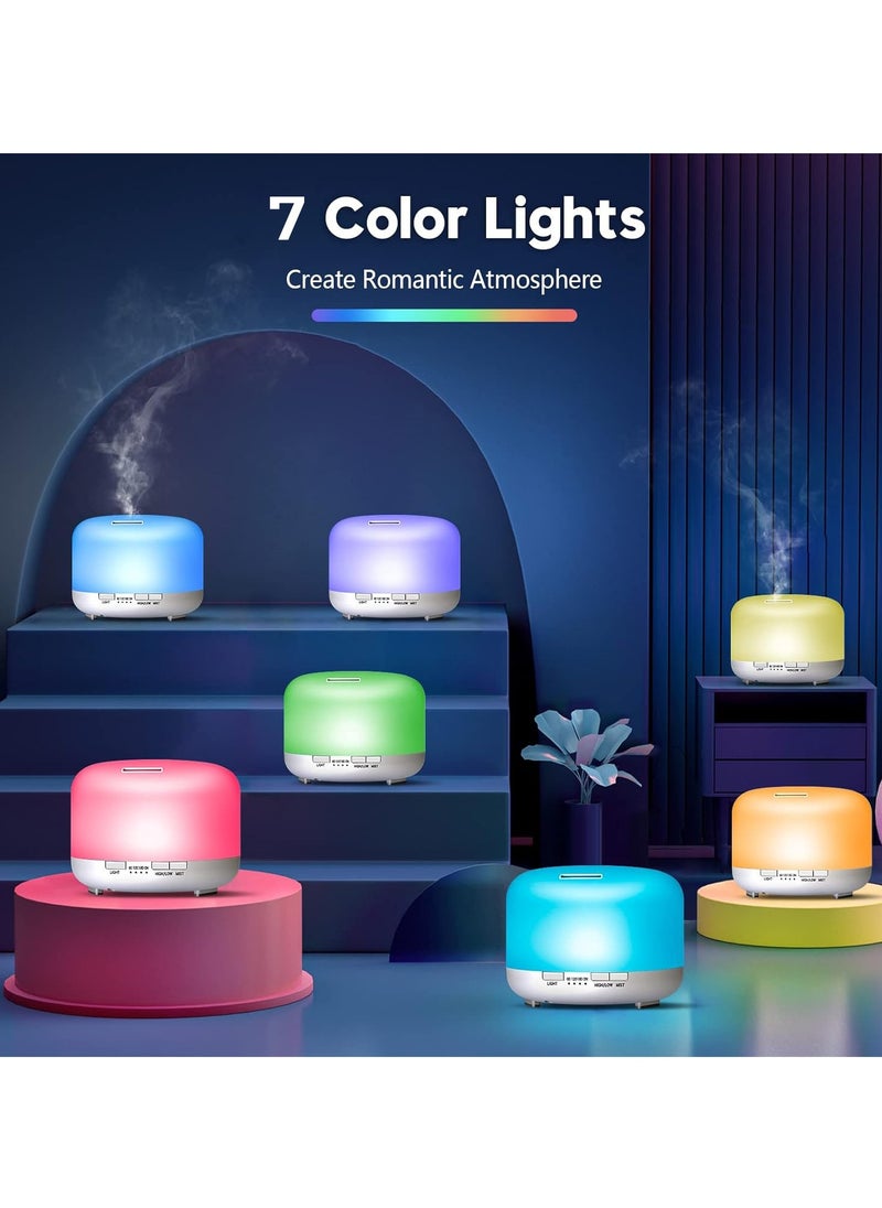Arabest - Aroma Diffuser Essential Oil Air Humidifier With 7-Colour LED Light and Remote Control, 500ml, White - Image 1