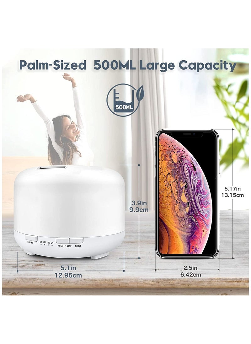 Arabest - Aroma Diffuser Essential Oil Air Humidifier With 7-Colour LED Light and Remote Control, 500ml, White - Image 1