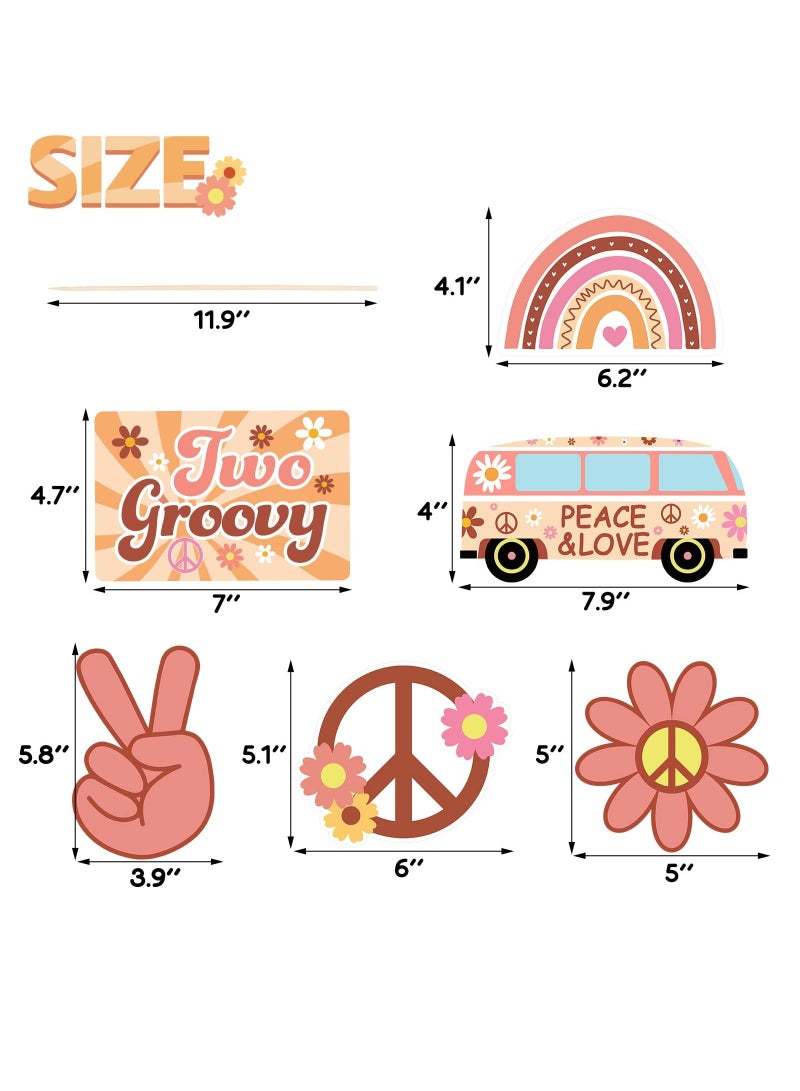 SYOSI Two Groovy Party Table Toppers for Boho Birthday Party Decorations Hippie Party Centerpieces Sticks with Daisy Groovy Sign 60s Hippie Theme Birthday Supplies - Image 5