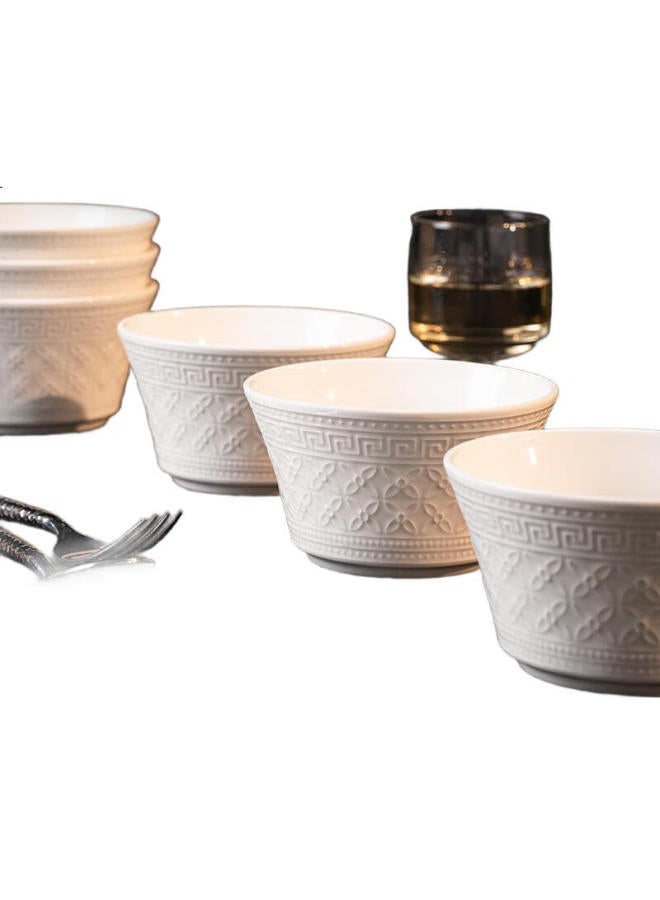 JD.com Jd Jingzao Ceramic Dinnerware Set For Housewarming Gift, Embossed Fen Dan Bai Lu Pattern, 4.5-inch Bowls, Set Of 6 - Image 3