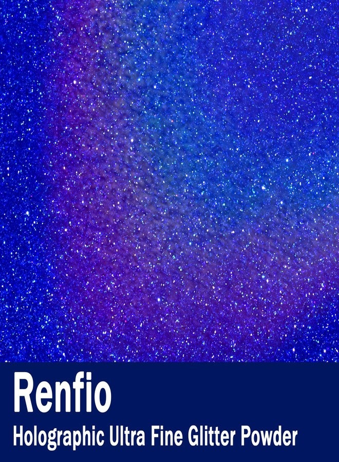 Renfio Holographic Ultra Fine Glitter Powder Metallic Resin Glitter 2.11 Oz (60g) PET Flakes Crafts Sequins 1/128" 0.008" 0.2mm Epoxy Chips Flakes for Tumblers Slime - Laser Royal Blue - Image 2