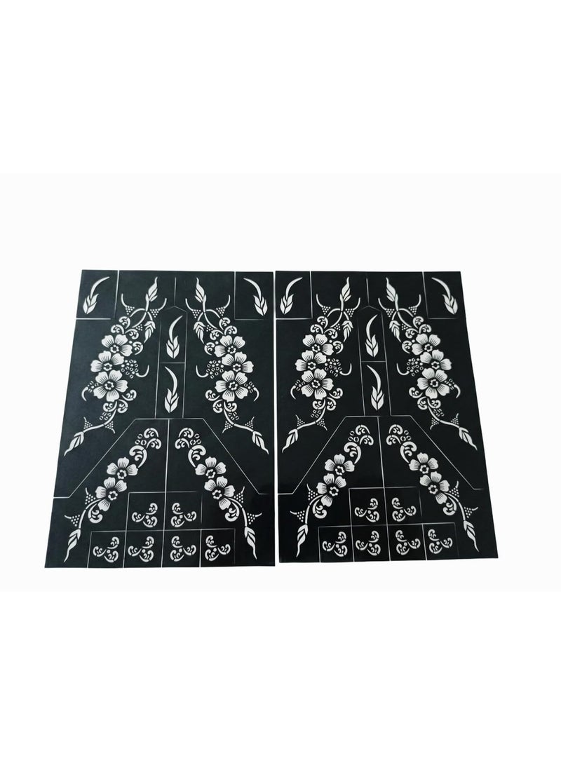 ARAB SOUVENIRS Floral Henna Mehndi Stencil Set, 2 Piece Adhesive Body Art Stencils with Elegant Vine and Leaf Patterns - Image 1