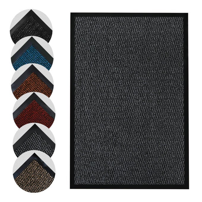 LARGE DOOR MAT INDOOR OUTDOOR GREY 60X90CM HEAVY DUTY FLOOR MAT NON SLIP RUBBER BACK DOOR MATS INDOOR DIRT TRAPPER SUPER ABSORBENT DOORMATS WASHABLE RUG BARRIER MAT