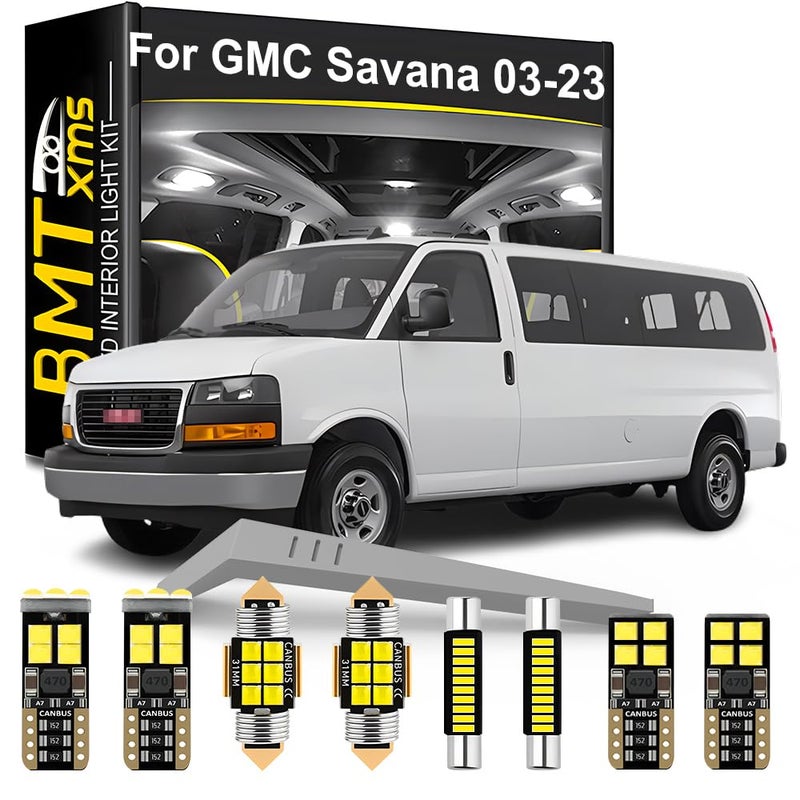 BMT xms LED Interior Light Kit Replacement for Express GMC Savana 2003 2004 2005 2006 2007 2008 2009 2010 2011 2012 2013 to 2023 Super Bright 6000K White - Image 2