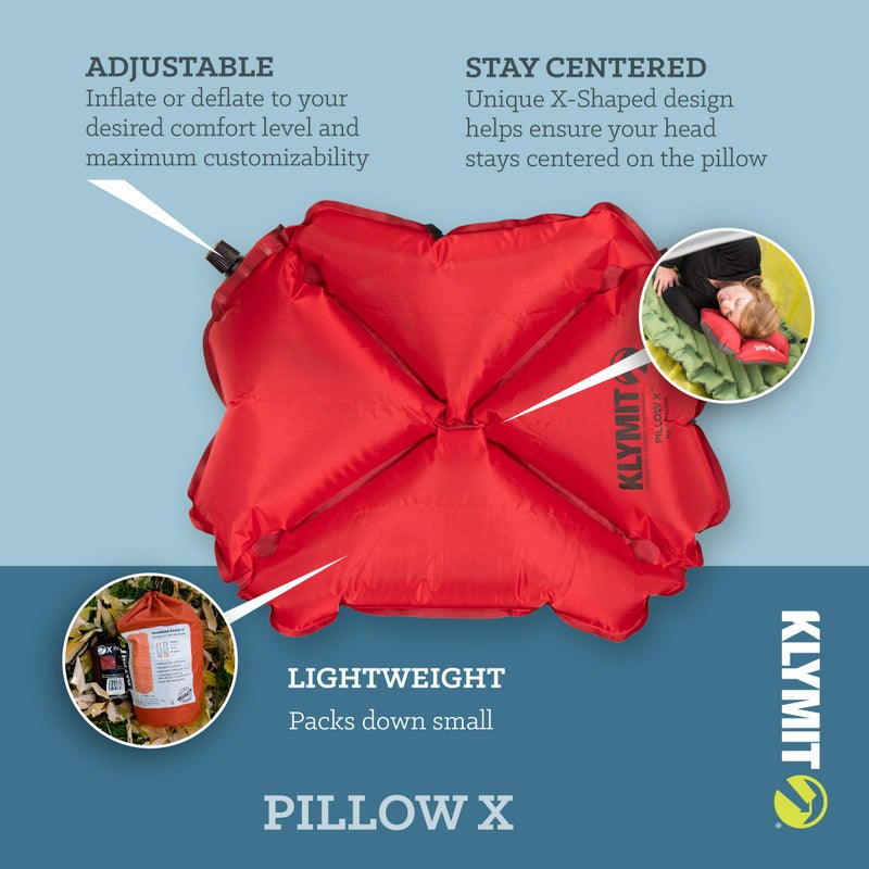 Klymit Klymit Pillow X Inflatable Camping & Travel Pillow, Red/Gray  - Image 2