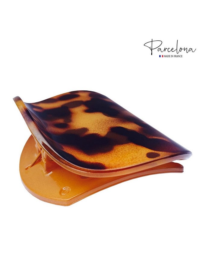 Parcelona France Onde Yellow Beige Tokyo Celluloid Side Round Slide in Secure Grip Hair Updo Hinge Duck Hair Claw -2 3/4 Inch (Yellow Beige Tokyo) - Image 3