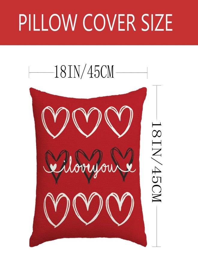 YOSICHY Valentines Day Pillow Covers 18x18 Set of 4 Love Heart Valentines Day Decor Throw Pillows Decorative Cushion Cases for Sofa Couch Valentine Decorations - Image 3