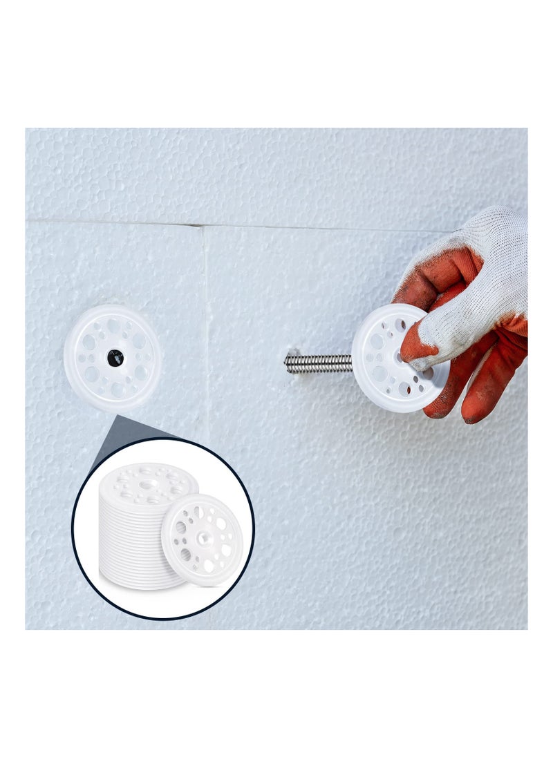 SYOSI - 45 mm Plastic Washers, Load Spreading Polypropylene Washers for Fixing and Supporting Rigid Foam Insulation Foam Board Load Spreading for Screws Nail, Remove it Easily, Insulation (100 Pcs) - Image 1