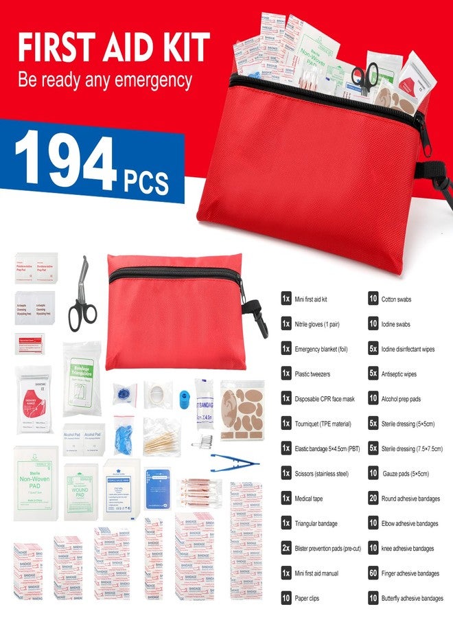 ABXMAS Mini First Aid Kit for Minor Cuts, Scrapes, Sprains, Burns, 194Pcs Compact Portable for Home, Car, Travel, Camping - Image 2