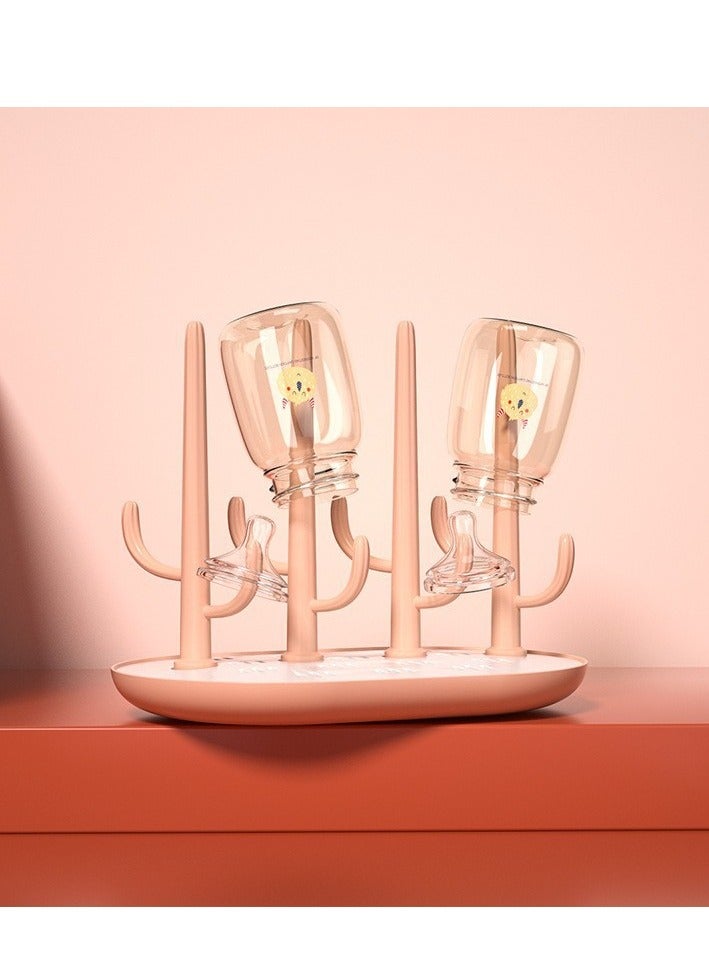 رف تجفيف زجاجات الأطفال حديثي الولادة، حامل متعدد الوظائف قابل للفك لتصفية الزجاجات والحلمات، رف تجفيف محمول للاستخدام في الحضانة (وردي) - Image 3