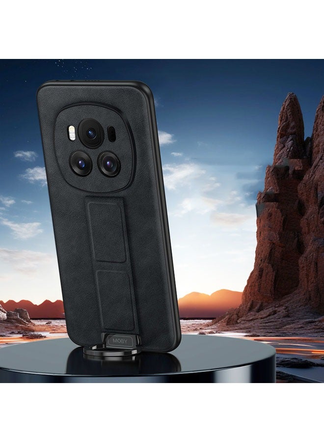 عام مناسب لحافظة هاتف Huawei Magic 6 Pro، جلد بسيط يشمل حزام معصم حافظة واقية، حامل Magic 6 Pro مضاد للسقوط من الجلد الناعم.