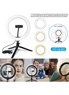 SHOPI LED Ring Light Studio Photo Video Dimmable Lamp Tripod Stand Selfie Camera Phone Black  - Image 2