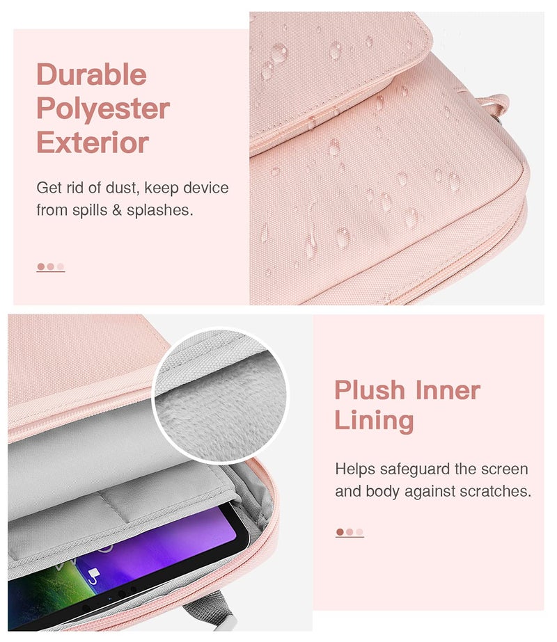 MoKo 9-11 Inch Tablet Sleeve Bag Handle Carrying Case with Shoulder Strap Fits New 11-inch iPad Pro M4/iPad Air M2, iPad 10th 10.9, iPad 9/8/7th 10.2, iPad Air 5/4th 10.9, Tab S8/S9 11, Pink - Image 3