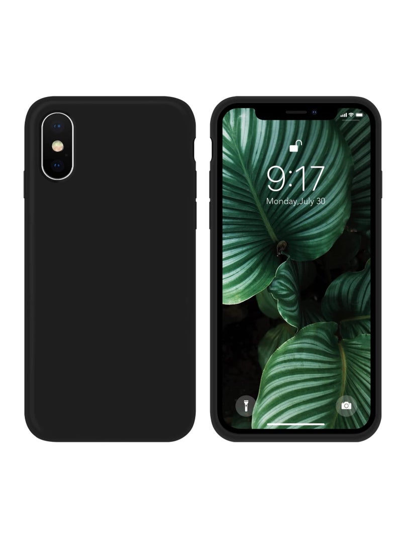 DUSALA iPhone X Case, iPhone XS Case,  Liquid Silicone Phone Case for iPhone X / XS 5.8 Inch, Colorful Silky-Soft Protective Cover (Black) - Image 1