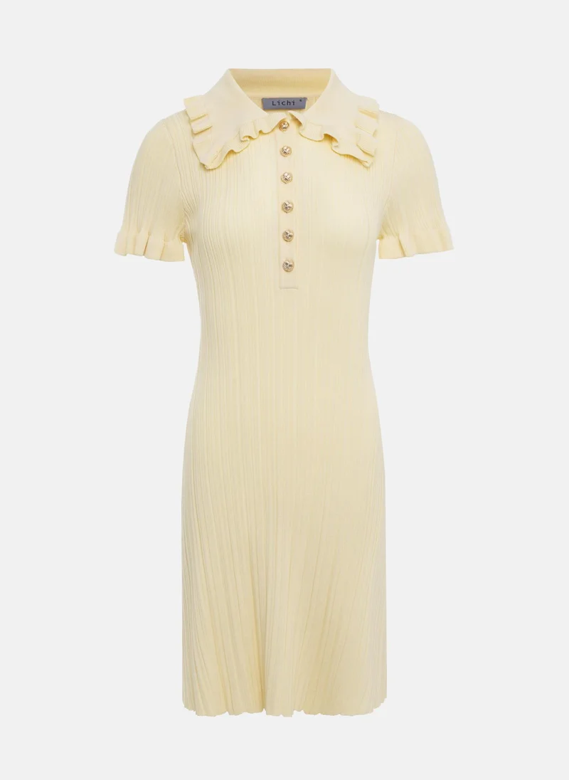 Lichi Knitted mini dress with voluminous collar