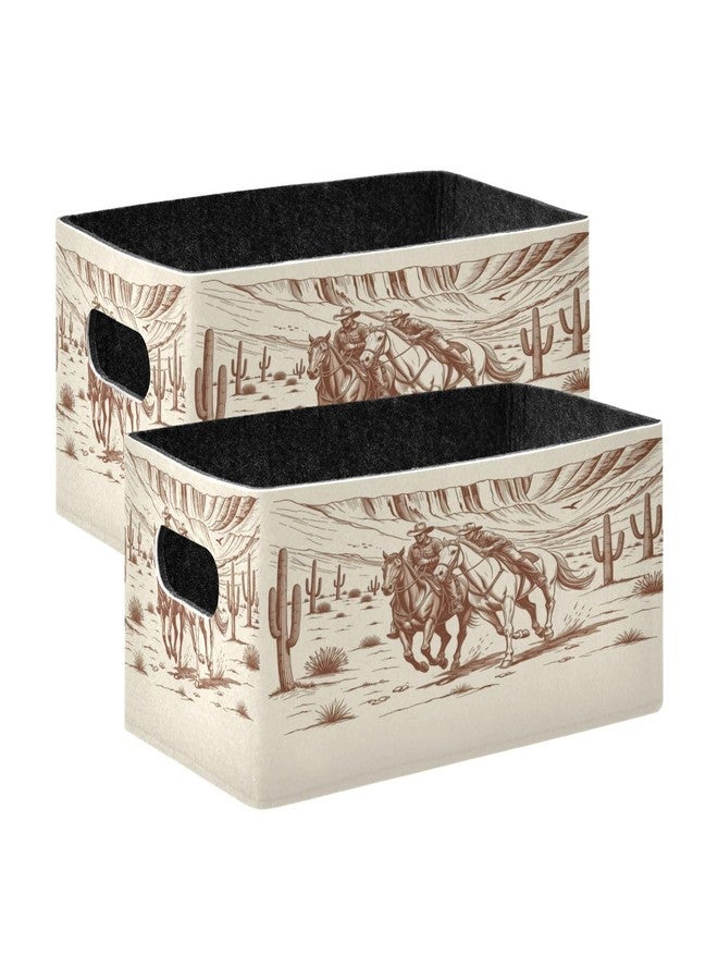 Kcldeci American Wild Western Desert Cowboy Storage Bins Baskets for Organizing 2Pack, Sturdy Storage Basket Foldable Storage Baskets for Shelves Closet Nursery Toy - Image 1
